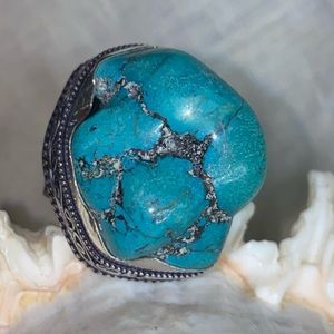 Raw Turquoise natural gemstone statement ring